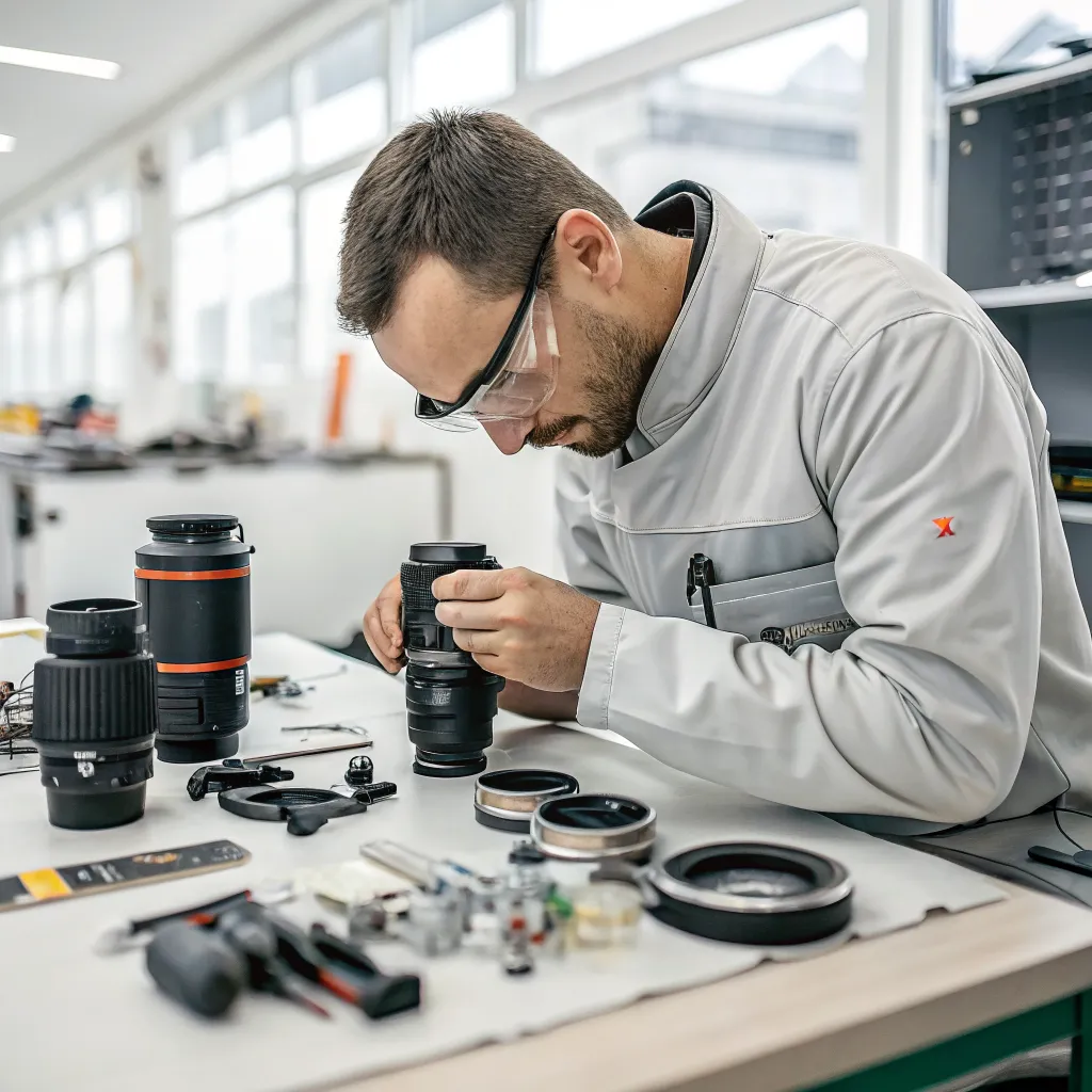 Olympus equipment repair specialist servicing outdoor camera gear